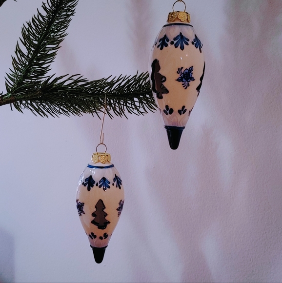 Set of 2 - Blue porcelain Christmas cone - Picture 4 of 4